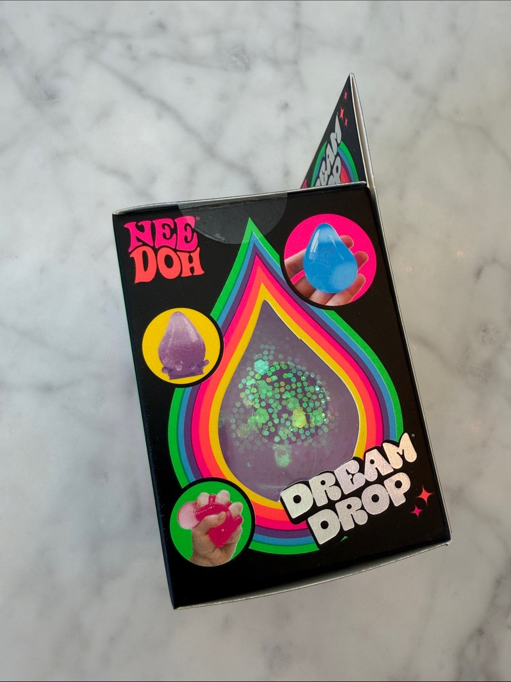 NWT LIMITED EDITION NeeDoh Dream Drop Purple Glitter Squeeze Toy - Picture 2 of 5